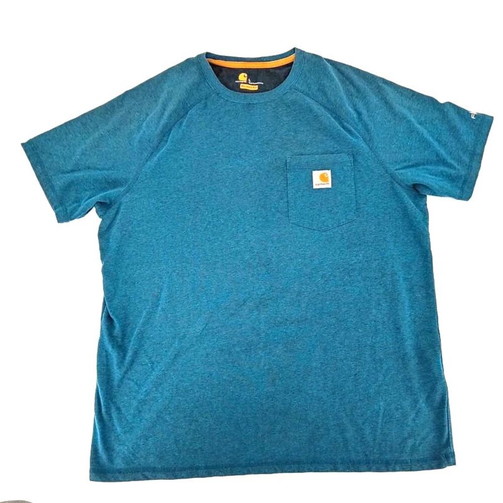 Carhartt Blue Teal Relaxed Fit Pocket Tee Workwear Gorpcore L 100% Cotton